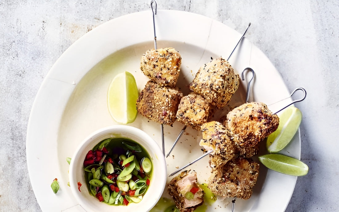 Gepaneerde Zalmblokjes met Miso en Sesam | Uit de Airfryer