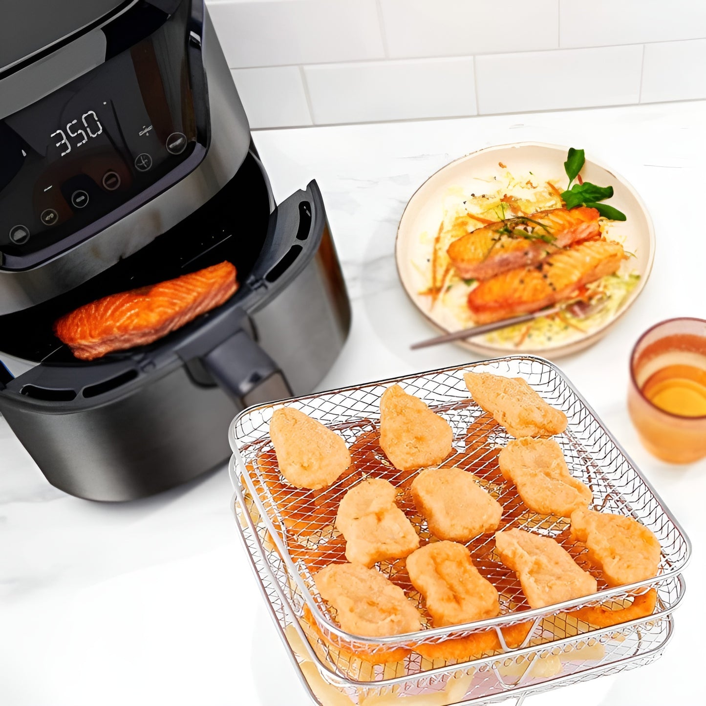 Three-piece air fryer cooking rack | Square